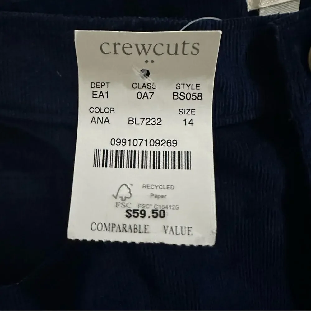 CREWCUTS Girls Corduroy Skinny Fit Pants size 14 (kids XL) color ANA Blue NWT - Picture 3 of 11